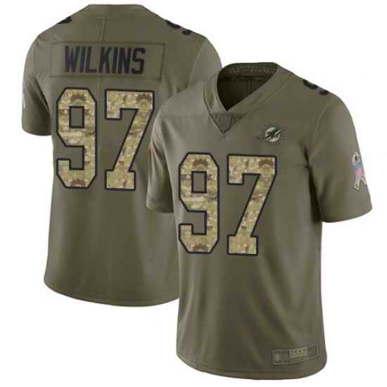 Dolphins 97 Christian Wilkins Olive Camo Men Stitched Football Limited 2017 Salute To Service Jersey